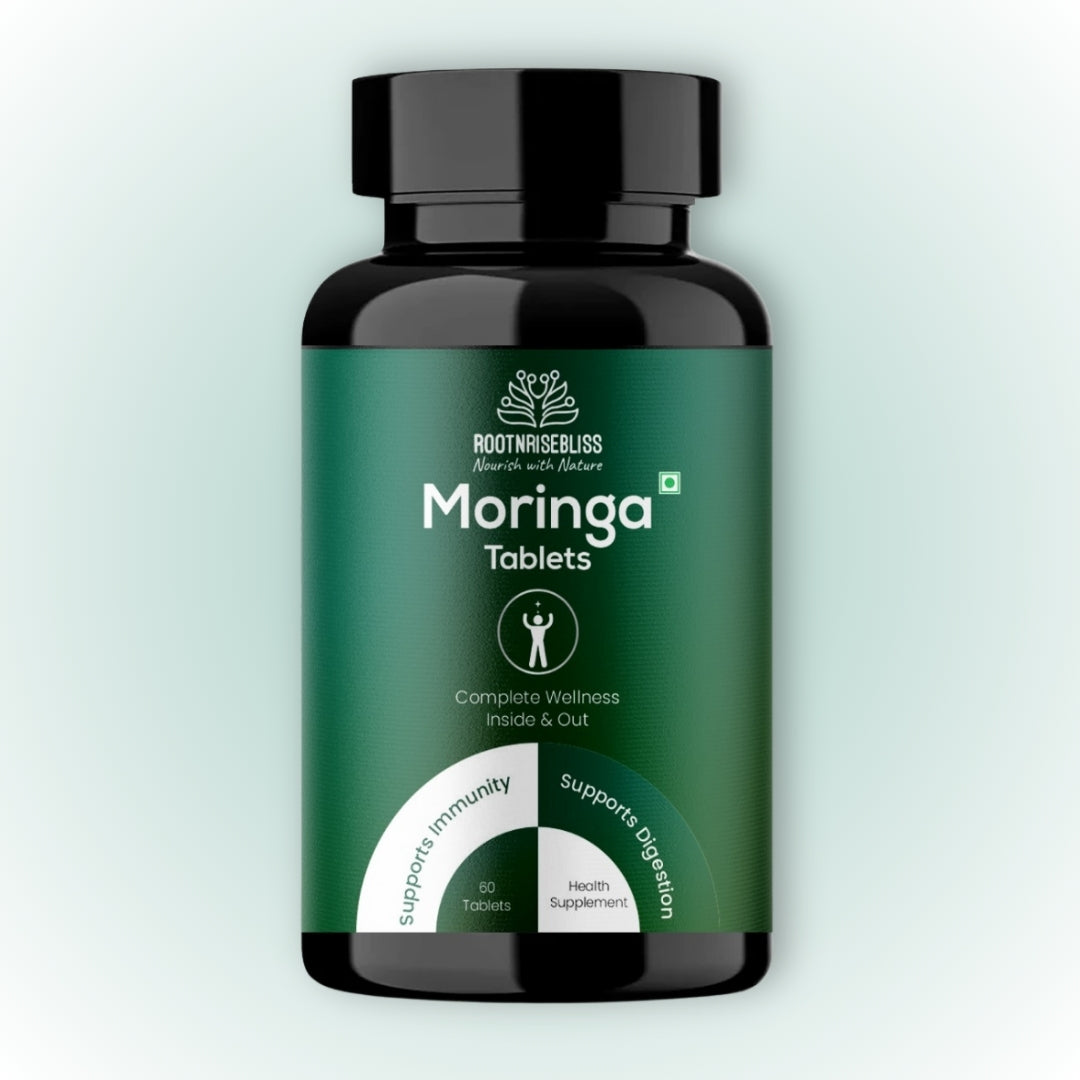 ROOTNRISEBLISS Moringa Tablets – 60 Natural Tablets | Rich in Vitamins, Minerals & Antioxidants | Daily Energy, Detox, Immunity & Overall Wellness Supplement | Natural Herbal Superfood for Men and Women
