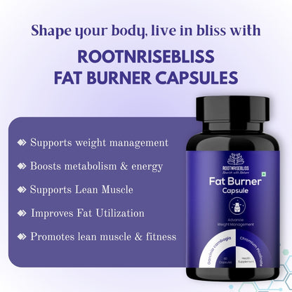 ROOTNRISEBLISS Fat Burner – Natural Thermogenic Weight Loss Support | Boost Metabolism | Burn Belly Fat | Increase Energy