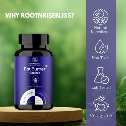 ROOTNRISEBLISS Fat Burner – Natural Thermogenic Weight Loss Support | Boost Metabolism | Burn Belly Fat | Increase Energy
